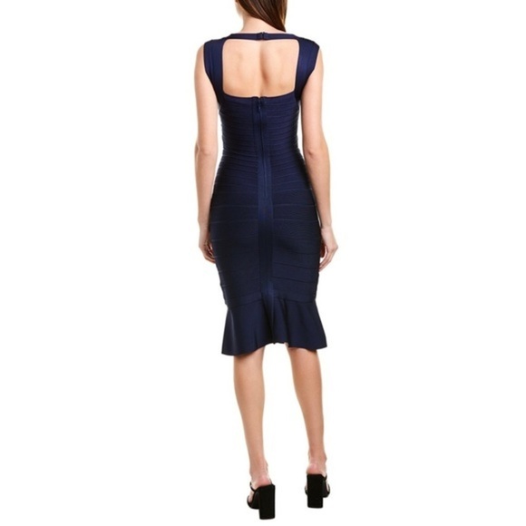NWT Herve Leger bandage classic blue ruffle dress - Picture 2 of 5